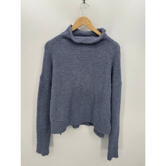 UGG Sweater Women Small Blue Sage Fluffy Turtleneck 1018963 Mock Neck Pullover - Picture 1 of 10